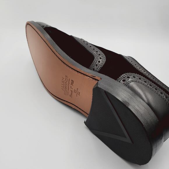 Mens Sz 10 Allen Edmonds Dress Shoes Strand Cap-Toe Velvet Black 6174 new $395 main image 6